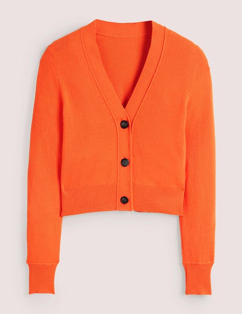 Cashmere V-neck Cardigan - Neon Orange | Boden UK