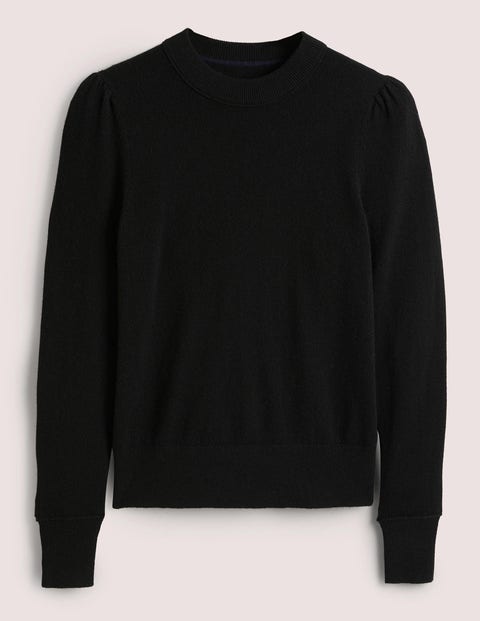 Cashmere Puff Shoulder Jumper Black Women Boden