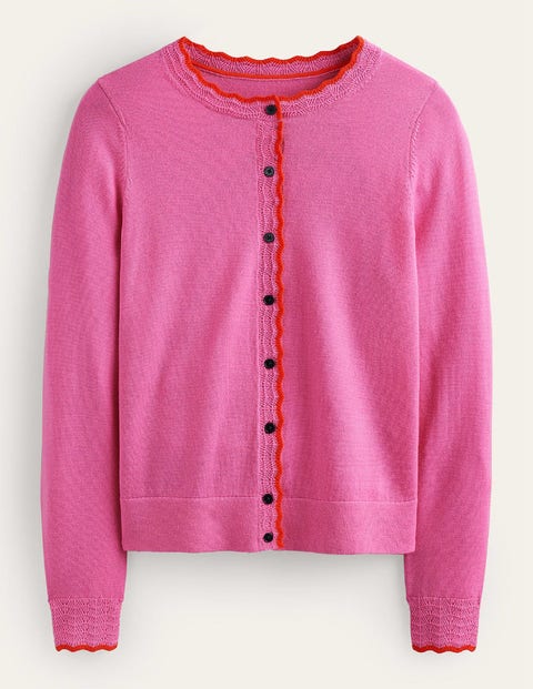 Boden Merino Scallop Cardigan Mid Pink Women