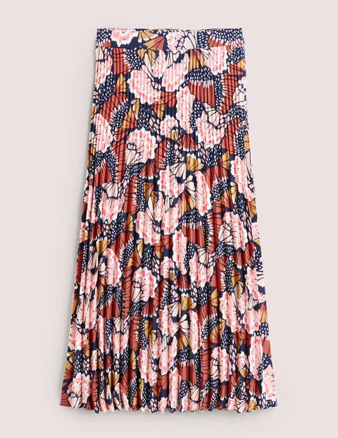 Pleated Crepe Midi Skirt - Multi, Petal Stamp | Boden EU