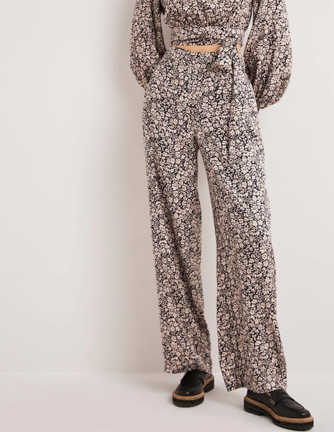 Pull On Fluid Trousers - Rope, Petal Bloom | Boden US