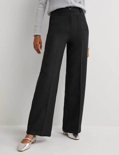 Saint Laurent Wool High-rise Trousers in Black Slacks and Chinos Wide-leg and palazzo trousers Womens Clothing Trousers 