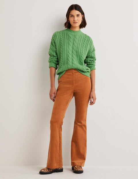 Corduroy Flare Trousers - Spiced Latte Brown
