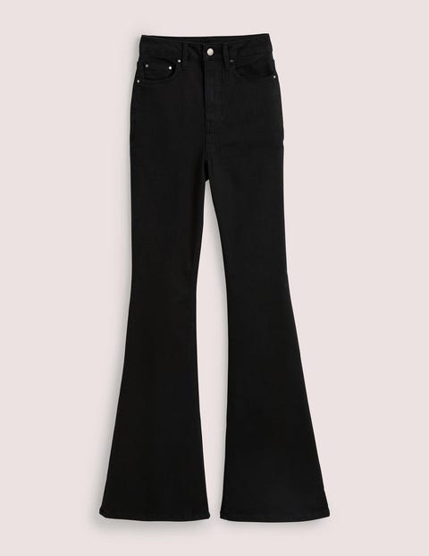 High Rise Fitted Flare Jeans - Black | Boden US