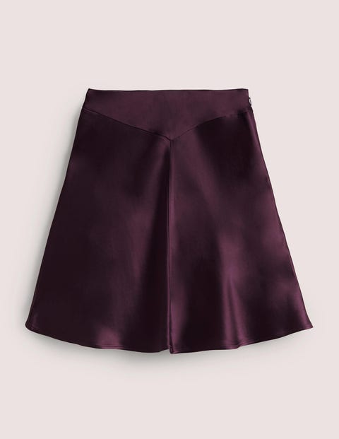 Purple Satin Bias-cut Mini Skirt - Fig