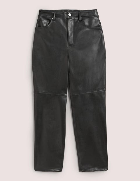 Hose aus Kunstleder mit geradem Bein Damen Boden, Black