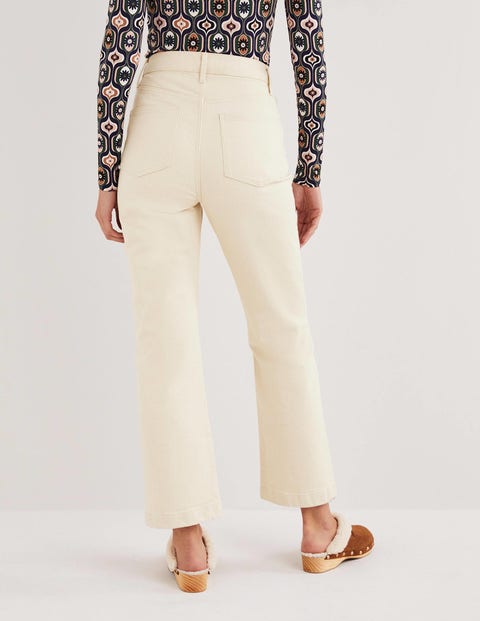 Rigid Cropped Flare Jeans - Ecru