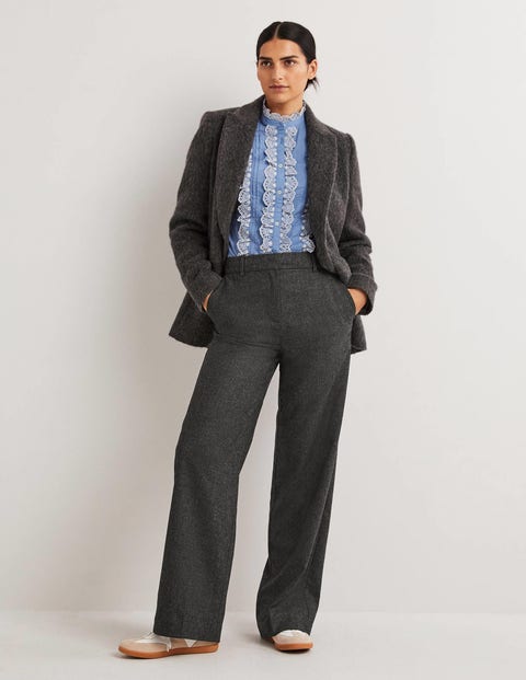 Classic Wide Leg Trouser - Charcoal Marl | Boden US