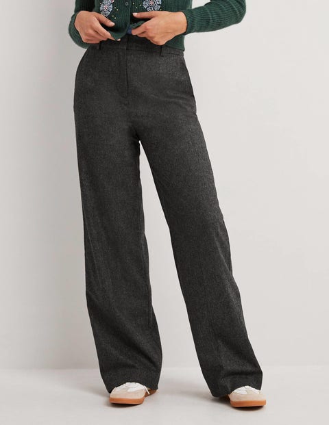 Relaxed Flare Wool Pants - Black