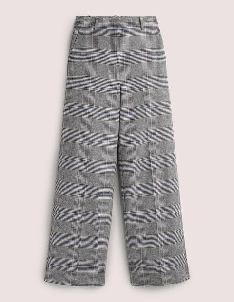 Classic Wide Leg Trouser - Charcoal Check | Boden US