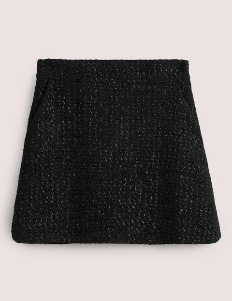 Tweed Metallic Mini Skirt Black Women Boden