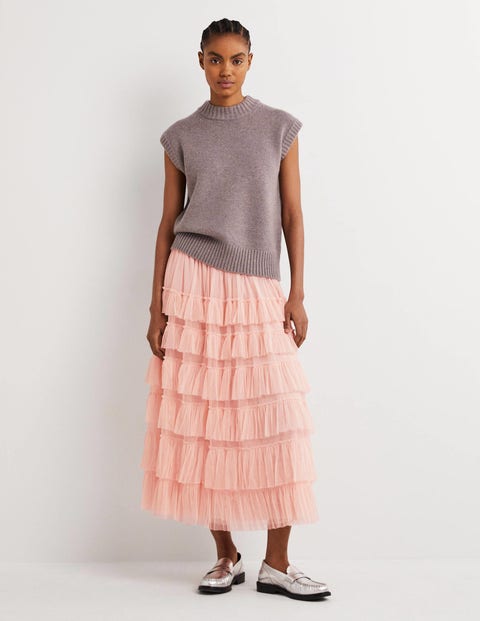 long tulle midi skirt