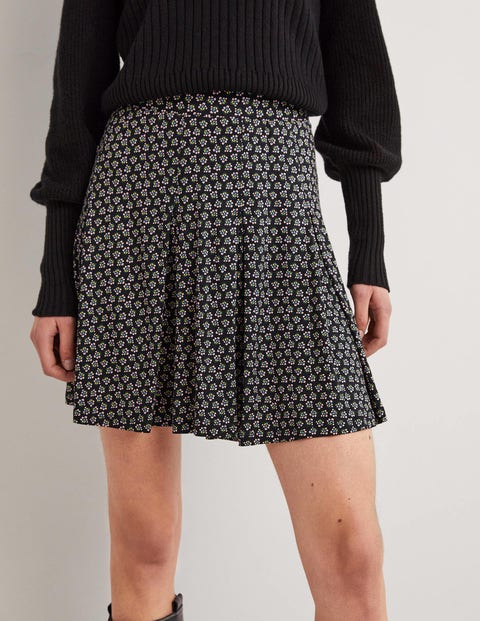 Jersey Mini Skirt - Black, Diamond Bud | Boden US