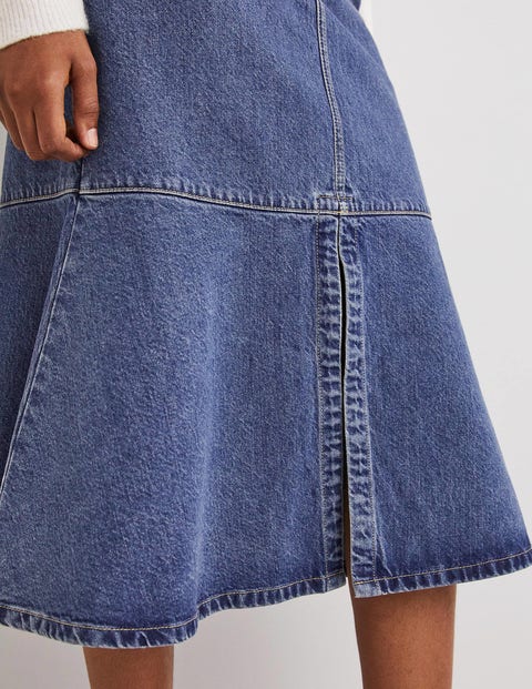 Alaïa Alaïa Flared Cottonblend Denim Midi Skirt in Blue  Lyst