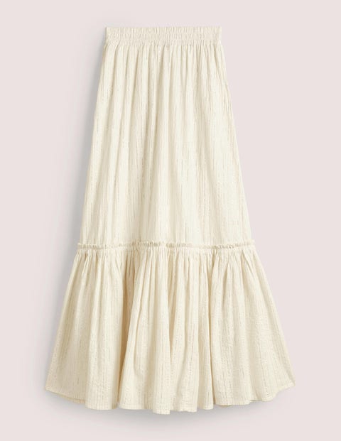 Hot Holiday Maxi Skirt - Ivory Crinkle Lurex | Boden US