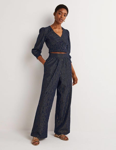 Keller Wide Leg Pant - Navy