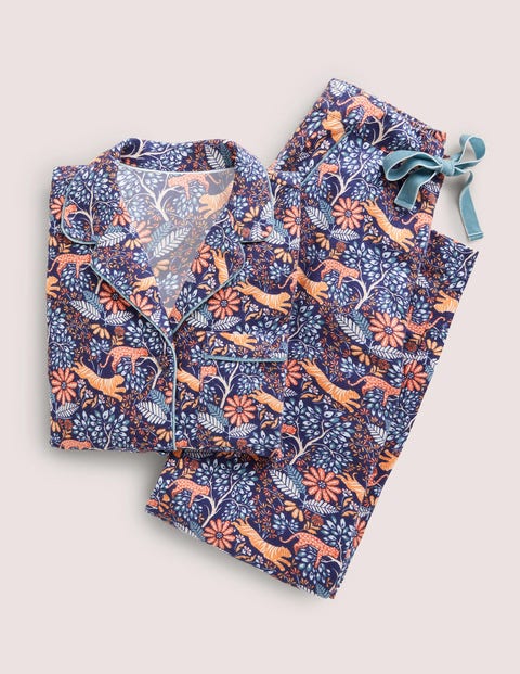Blue Safari Bloom Cosy Pyjama Set Orange Women Boden, Dusty Orange, Safari Bloom