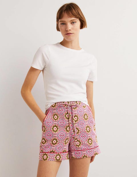 Cotton Pajama Shorts - Milkshake, Paradise Garden | Boden US