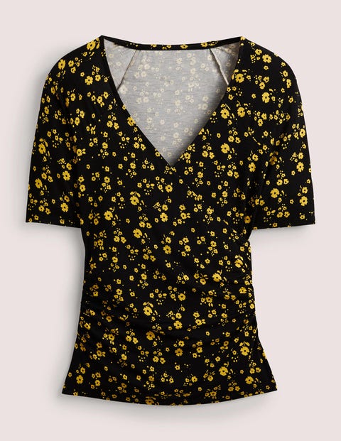 Short Sleeve Wrap Top Black Women Boden