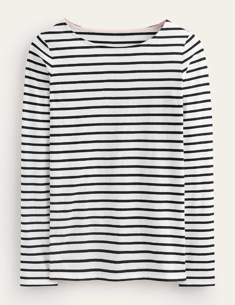 Boden Ella Long Sleeve Breton Ivory, Black Women