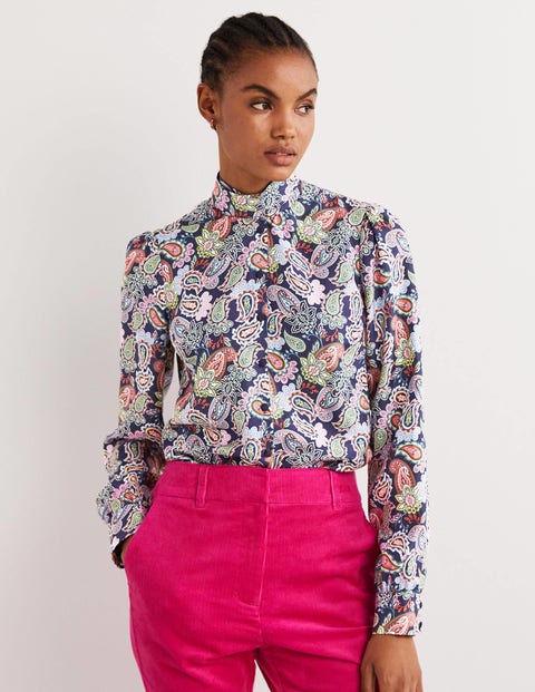 High neck hotsell silk top