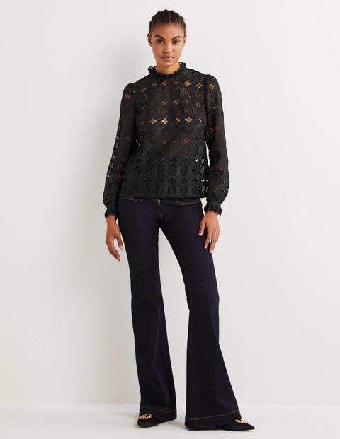 Picture This Black Long Sleeve Lace Top