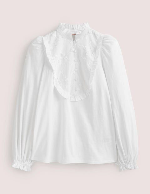 Embroidered Woven Mix Top White Women Boden