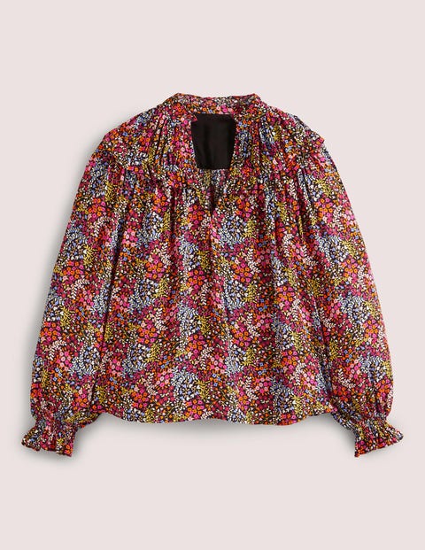 Ruffle Collar Statement Top - Multi, Ditsy Garden | Boden US