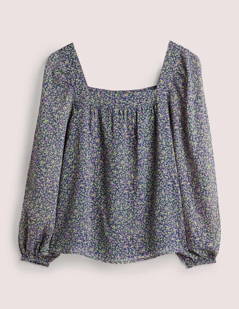 Square Neck Printed Top Green Women Boden