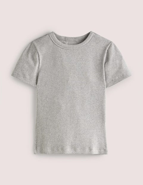Cotton Ribbed T-Shirt Grey Women Boden