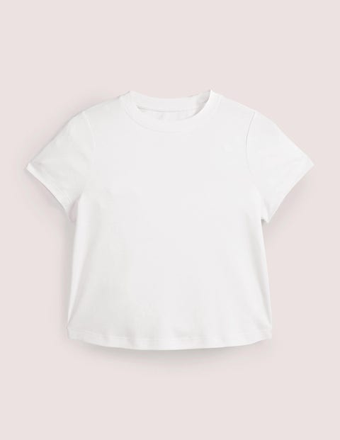 Perfect Cotton Cropped T-shirt - White | Boden UK