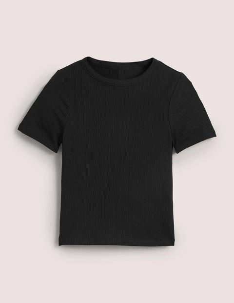 Soft Ribbed Crew Neck T-shirt Black Women Boden