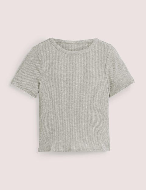 Geripptes T-Shirt mit Rundhalsausschnitt Damen Boden