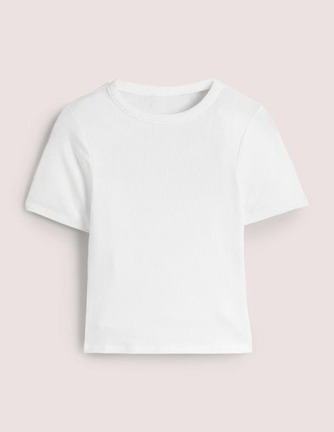 Soft Ribbed Crew Neck T-shirt White Women Boden