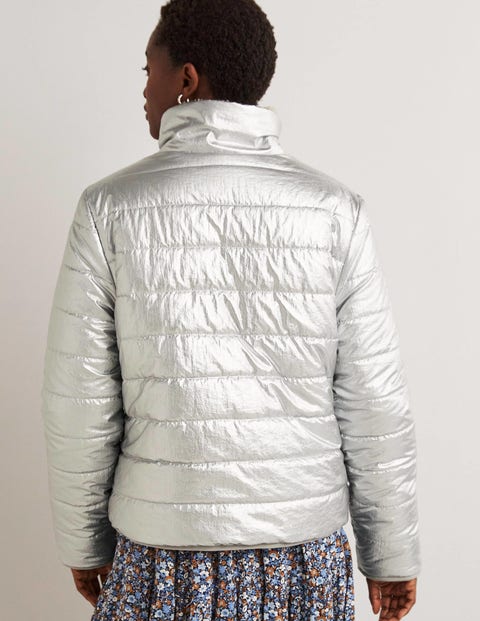 silver metallic puffer