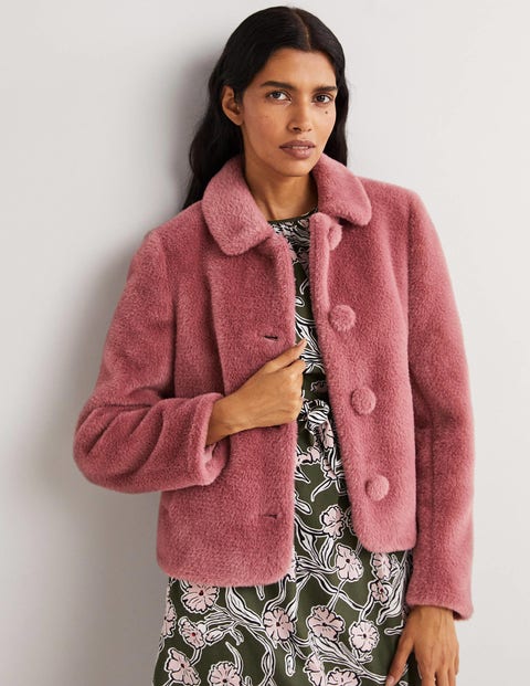 It's So Fluffy Faux Fur Crop Jacket (Pink)