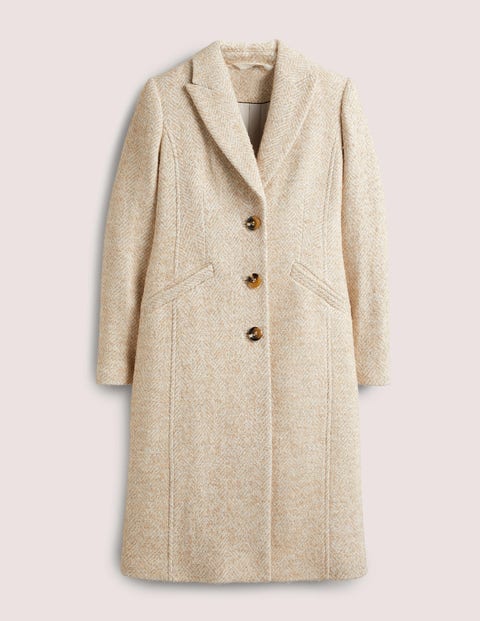Wool Blend Tailored Coat Lurex Herringbone Boden US