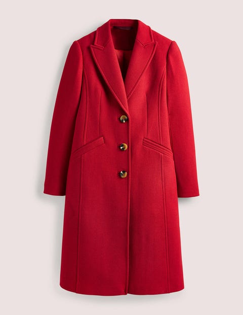 Wool Blend Tailored Coat - Strawberry Tart Red | Boden US