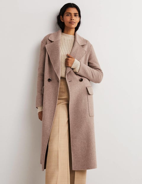 Double Faced Wool Coat - Oatmeal Melange | Boden US