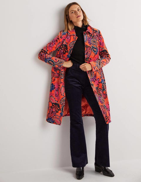 Elizabeth Velvet Coat - Dusty Orange, Paisley Charm | Boden US