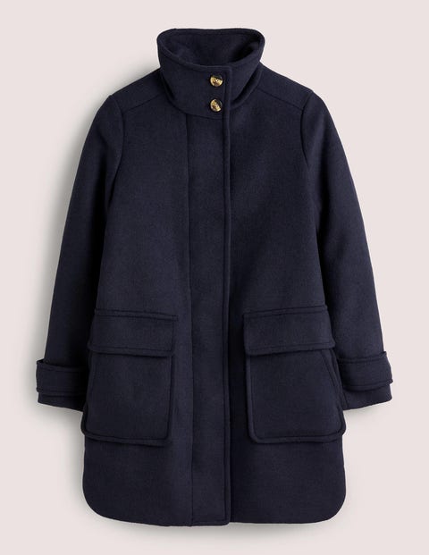 Brushed Wool Coat - Navy | Boden US