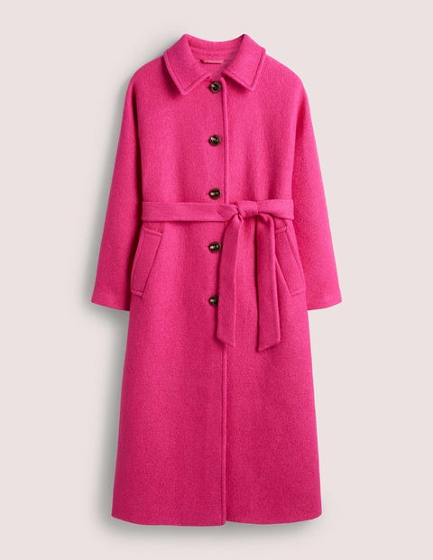 Belted Textured Wool Maxi Coat - Pink | Boden UK