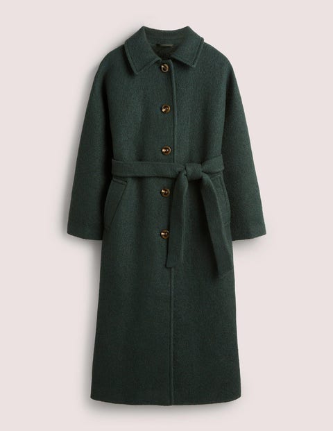 boden - Strukturierter Maxi-Wollmantel mit Gürtel Damen , Tannengrün