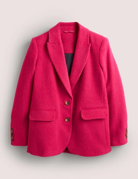 Rosa, Blazer Aus Wolle Mit Gezeichnetem Muster, Damen, Boden, Rosa