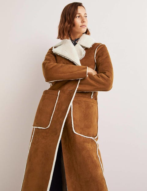 Reversible Faux Shearling Dress Coat