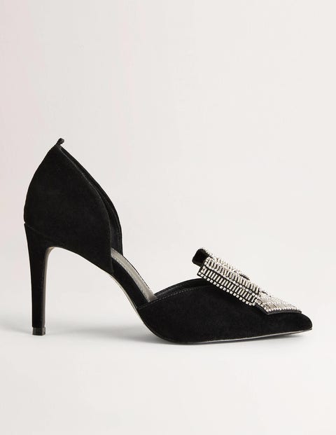 Embellished Heeled Court - Black Velvet | Boden US