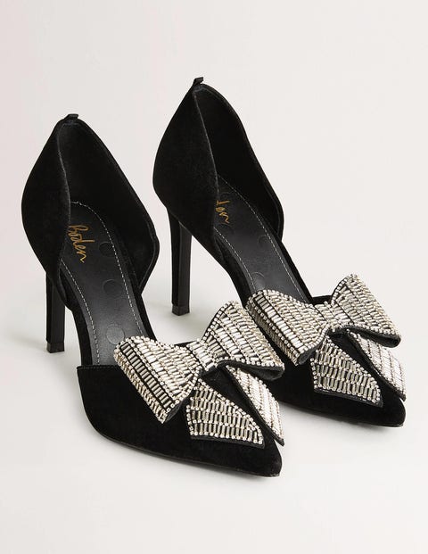 Embellished Heeled Court - Black Velvet | Boden US