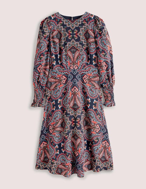 Midikleid mit gesmokten Bündchen Damen Boden