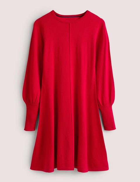 Cuff Detail Knitted Mini Dress Red Women Boden
