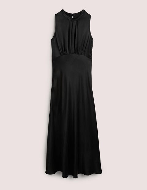 Bias Cut Satin Dress - Black | Boden UK